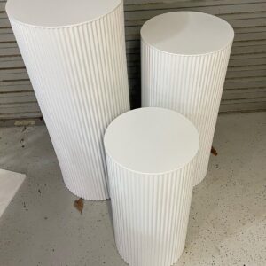 3pc White Iron Ripple Plinths(90/75/60cm H)